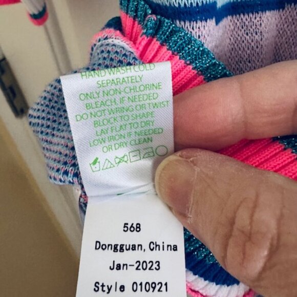 NWT Lilly Pulitzer Retro Graphic Knit Sweater Blue Perfect Match Tennis Sz S - Picture 9 of 9